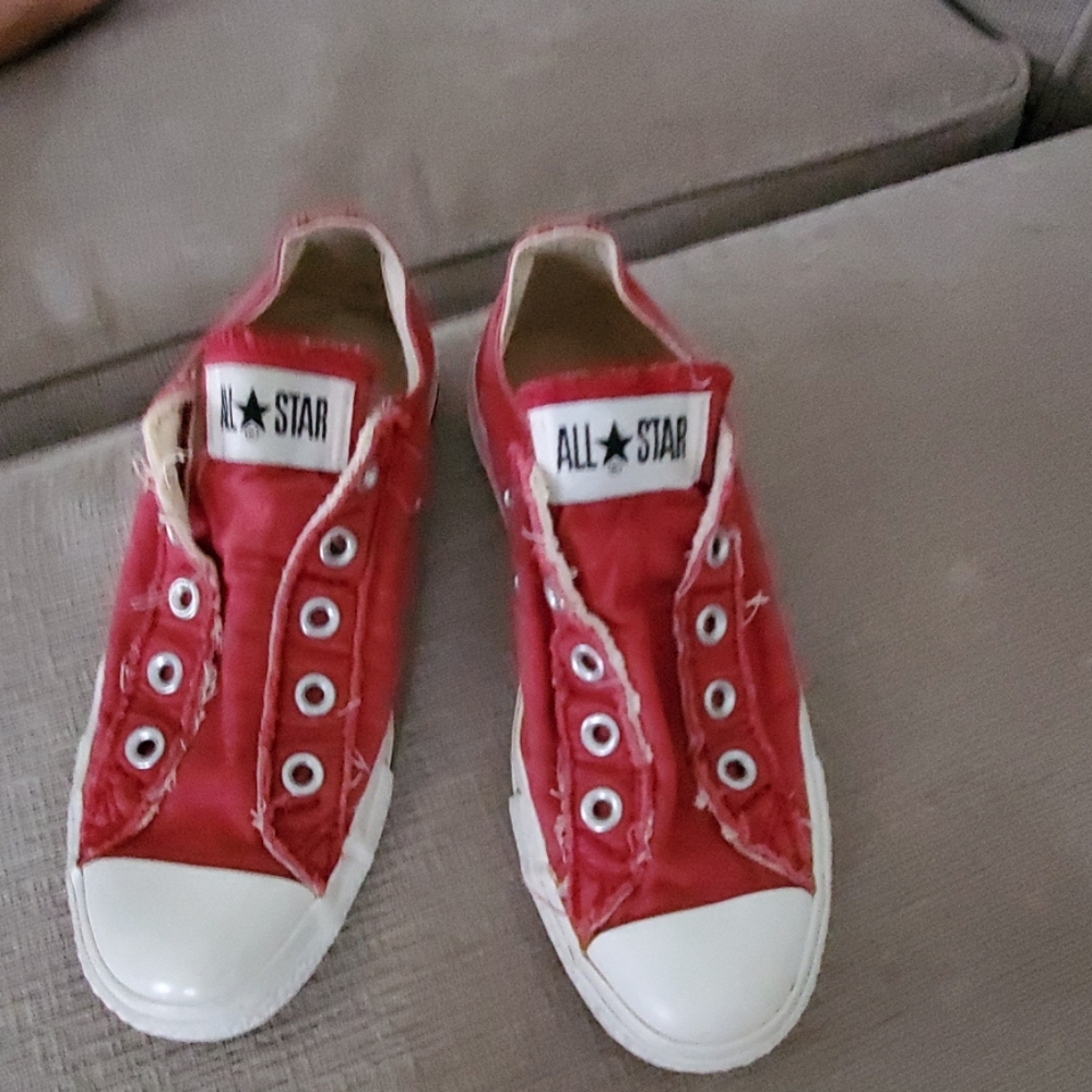 Red canvas sneakers mens size 3 womens size 5